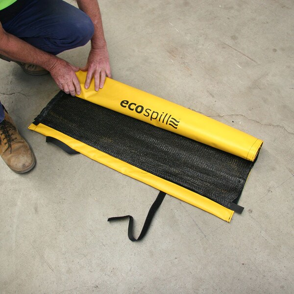 ROM0909 Roll Out Mat 900 mm | Portable Spill Containment | Absorbent Mat Solid Back | Absorbent Pad with solid back | Workshop spills | Grease Oil Change Mat | Floor Protection | Ecospill Brisbane Sy